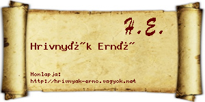 Hrivnyák Ernő névjegykártya
